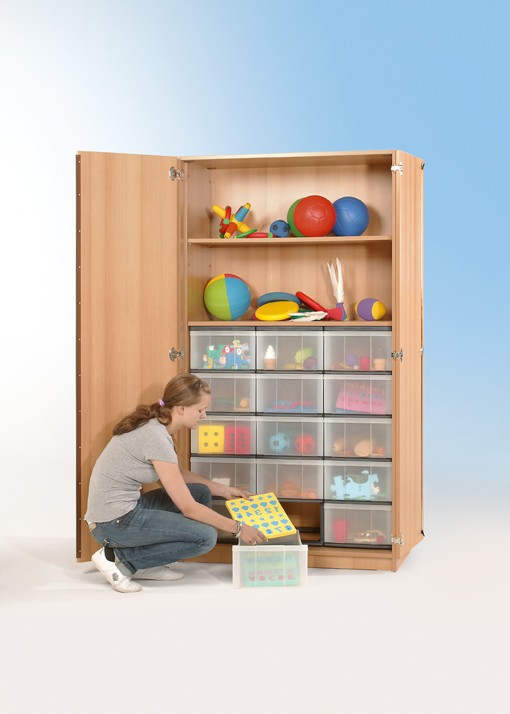 Schrank mit 15 hohen Schüben (transparent)