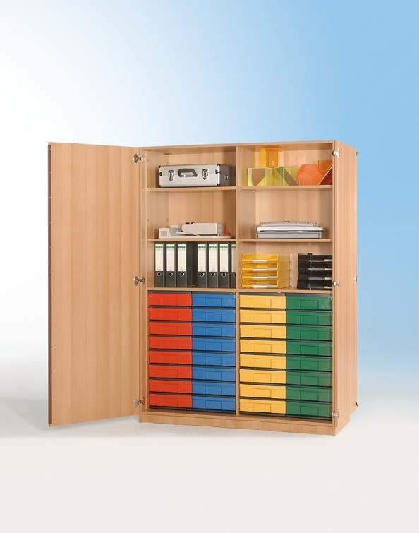 Schrank Mit 32 Flachen Schuben Farbig