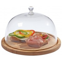 zweiteilige Käseglocke aus Buchenholz / Glas