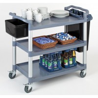 Servierwagen aus Polypropylen, grau mit Aluminiumrahmen, 3 Böden