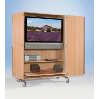 Extra breiter TV-Wagen für Flachbildfernseher bis 112 cm Breite, Abbildung zeigt Modell FTV 220 RGV1B, Dekor Buche