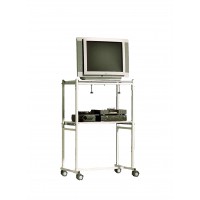 Abbildung zeigt: TV-Wagen Modell 7 1B, Dekor Grau 20, Metallteile RAL 7035 Lichtgrau