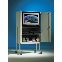 Die Abbildung zeigt Modell TV 120 V, Dekor Grau 20, Metallteile RAL 7035 Lichtgrau.