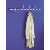 Wandgarderobe - Edelstahl-Trägerrohr Ø 40 mm , mit 4 Hut- und 9 Mantelhaken