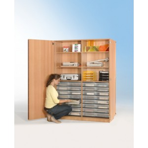 Schrank mit 32 flachen Schüben (transparent)