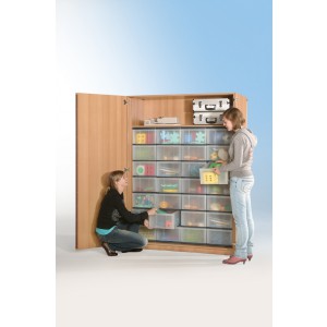 Schrank mit 28 hohen Schüben (transparent)