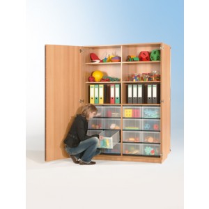 Schrank mit 16 hohen Schüben (transparent)