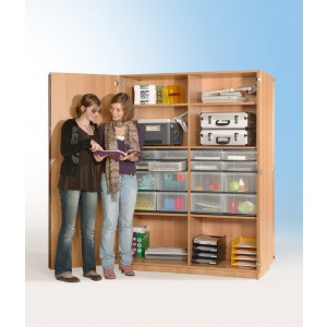 Schrank mit 8 flachen & 8 hohen Schüben (transparent)